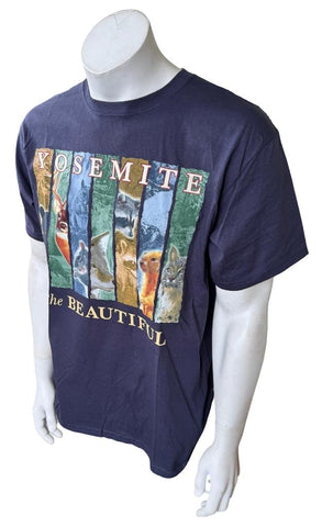 Anvil Men's Yosemite The Beautiful Graphic Navy Short Sleeve Shirt Size Large