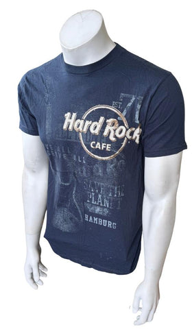Hard Rock Cafe Men's Love All Serve All Guitar Navy Short Sleeve Shirt Size S