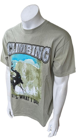 Anvil Men's Climbing It's What I Do Green Short Sleeve Shirt Size Large