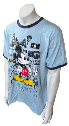 Disney Men's Mickey Mouse San Francisco Graphic Blue Shirt Size Large