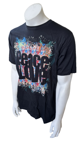 Hard Rock Cafe Men's Peace Love Ringo Starr Black Short Sleeve Shirt Size Large