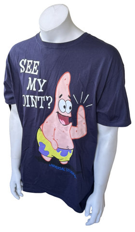 Universal Studios Men's Patrick Star See My Point Navy Shirt Size X-Large