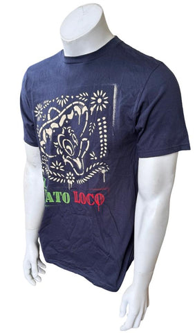 Disney Men's Donald Duck El Pato Loco Graphic Navy Short Sleeve Shirt Size M