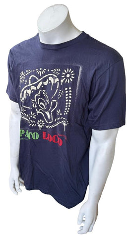 Anvil Men's Donald Duck El Pato Loco Graphic Navy Short Sleeve Shirt Size Large