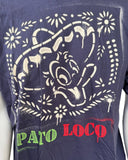 Anvil Men's Donald Duck El Pato Loco Graphic Navy Short Sleeve Shirt Size Large