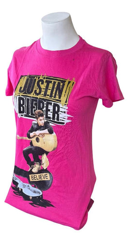 Tultex Women's Justin Bieber Believe Tour 2012 Pink Shirt Size Small
