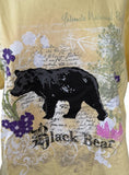 LAT Women's Yosemite Black Bear Graphic Yellow Short Sleeve Shirt Size Large