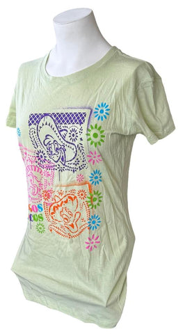 Pimatee Women's Three Caballeros Amigos Locos Yellow Short Sleeve Shirt Size L