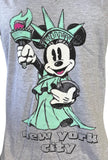 Disney Women's Minnie Mouse Statue Of Liberty NYC Graphic Gray Shirt Size Large