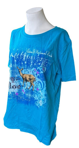 LAT Women's Yosemite National Park Doe Graphic Blue Shirt Size Large