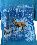 LAT Women's Yosemite National Park Doe Graphic Blue Shirt Size Large