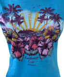 Disney Women's Disney Cruise Line Flowers Castaway Cay Bahamas Blue Shirt Size L