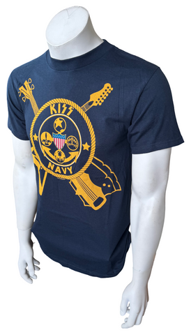 Alstyle Men's Kiss Navy Emblem Kruise 2011 Graphic Short Sleeve Shirt Size Small