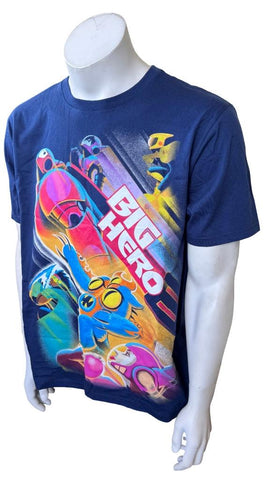 Disney Men's Big Hero 6 Graphic Blue Short Sleeve Shirt Size Large