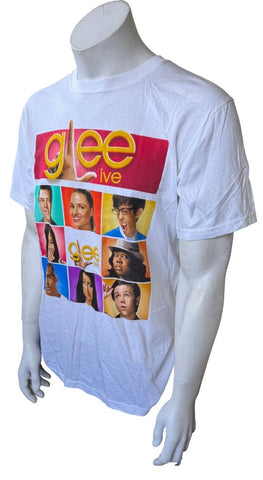 Anvil Men's Glee Live Cast Graphic White Short Sleeve Shirt Size Medium