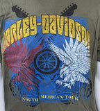Harley Davidson Men's North American Tour Graphic Green Shirt Size Large