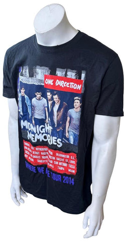 Gildan Men's One Direction Where We Are Tour 2014 Graphic Black Shirt Size Large