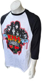Anvil Men's Kiss Wet Wild Rockin Kruise Black/White 3/4 Sleeve Shirt Size Large