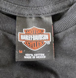 Harley Davidson Men's Silver Skull Graphic Black Short Sleeve Shirt Size Medium
