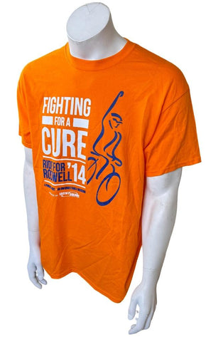 Anvil Men's Ride For Roswell 2014 Fighting For a Cure Orange Shirt Size Large