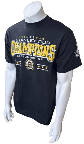 Reebok Men's Boston Bruins 2011 Stanley Cup Champions Black Shirt Size Medium