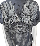 Alstyle Men's Cinderella 25 Years Wings Graphic Gray Short Sleeve Shirt Size XL