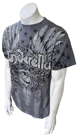 Alstyle Men's Cinderella 25 Years Wings Graphic Gray Short Sleeve Shirt Size M