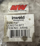 Inweld Argon ARH6 Black Gas Hose 1/4" I.D. 6" Length
