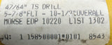 Morse Cutting Tools 1302 Taper Shank Drill Bit 47/64" 5-7/8" FLT 10-1/2" OAL