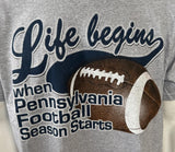 Fruit Of The Loom Life Begins When Pennsylvania Football Season Starts Shirt L