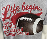 Fruit Of The Loom Men's Life Begins When Ohio Football Season Starts Shirt M