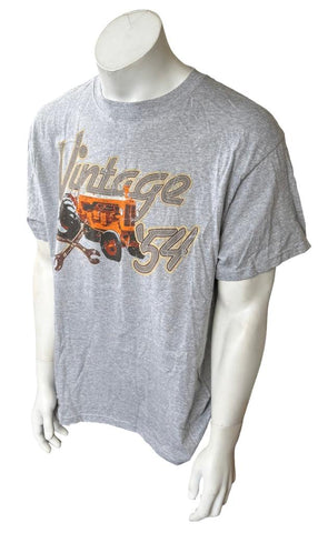 Fruit of The Loom Men's Vintage '54 Tractor Graphic Gray Shirt Size Large