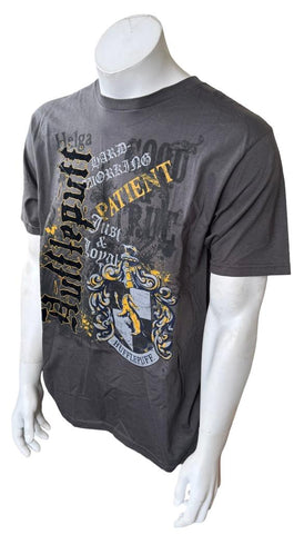 Warner Bros Men's Harry Potter Hufflepuff Graphic Gray Shirt Size Large