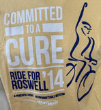 Gildan Men's Committed To A Cure Ride For Roswell 2014 Yellow Shirt Size Medium