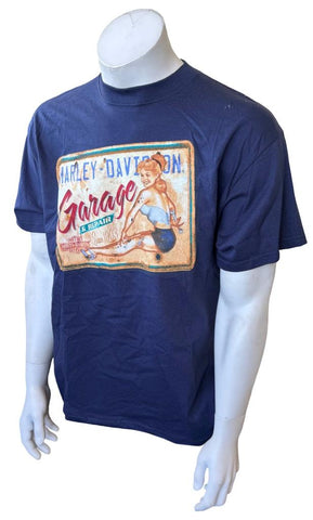 Harley Davidson Men's Garage & Repair Since 1903 Graphic Navy Shirt Size Large