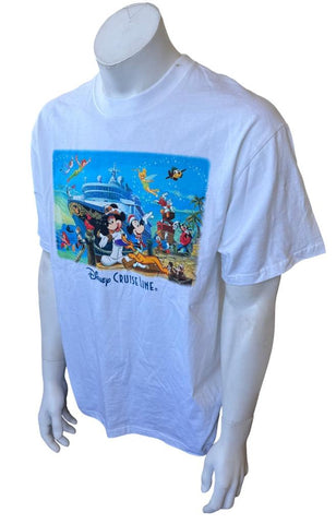 Disney Men's Disney Cruise Line Mickey Mouse & Friends White Shirt Size Large