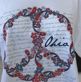 Quail Hollow Women's Ohio Peace Symbol Graphic White Shirt Size Large