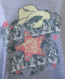 Gildan Women's Texas Miss Graphic Gray Short Sleeve Shirt Size Large