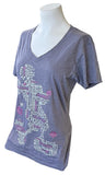 Disney Women's Mickey Mouse Hawaii Graphic Gray Short Sleeve Shirt Size Medium