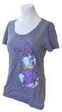 Disney Women's Daisy Duck Graphic Gray Short Sleeve Shirt Size Medium