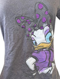 Disney Women's Daisy Duck Graphic Gray Short Sleeve Shirt Size Medium