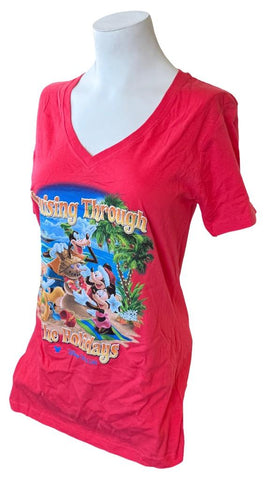 Disney Parks Women's Cruising Through The Holidays Red Shirt Size Medium