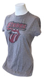 The Rolling Stones Women's Tongue & Lips Graphic Gray Short Sleeve Shirt Size L