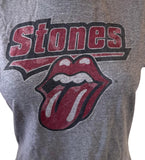 The Rolling Stones Women's Tongue & Lips Graphic Gray Short Sleeve Shirt Size L