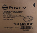 220 Pactiv YCI8-5420-0000 Clear Take Out Deli Container Base 2 Compartment 48 OZ
