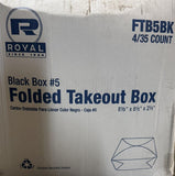 Royal FTB5BK Black Folded Takeout Box #5 8-1/2" X 8-1/2" X 2-1/2" 140 Count