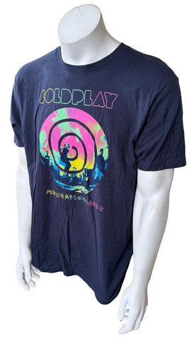 Tultex Men's Coldplay Mylo Xyloto 2012 Tour Navy Short Sleeve Shirt Size Large