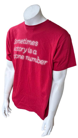 Puma Men's Sometimes Victory Is A Phone Number Red Short Sleeve Shirt Size Large
