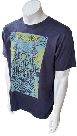 Anvil Men's Stone Temple Pilots Graphic Navy Short Sleeve Shirt Size Large