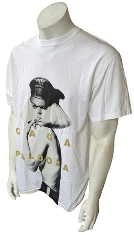 Anvil Men's Lady Gaga Palooza White Short Sleeve Shirt Size Large